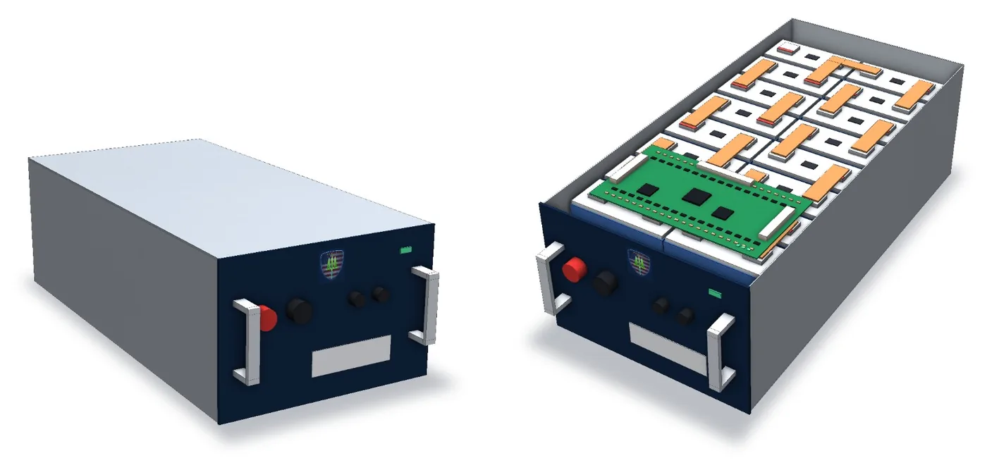 Shield HV module, closed and with the lid off